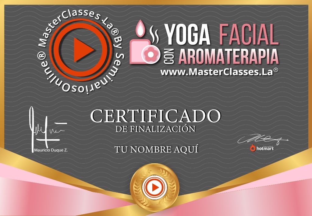 Certificado de participación Yoga Facial con Aromaterapia